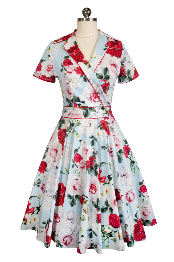 Tea Rose Collar Dress (Print)