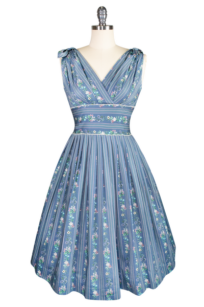 La Luna Floral Garland Stripe Dress