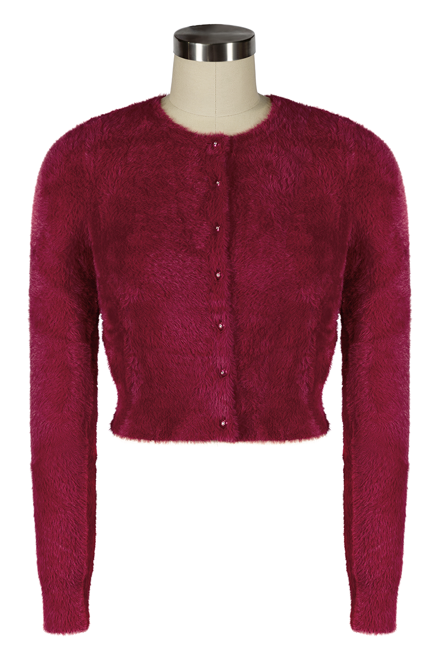 Powder Puff Cardigan (Burgundy)