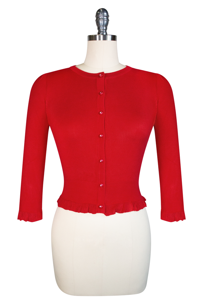 D'Amour 3/4 Sleeve Cardigan (Red)