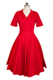 Tea Rose Collar Dress (Red)