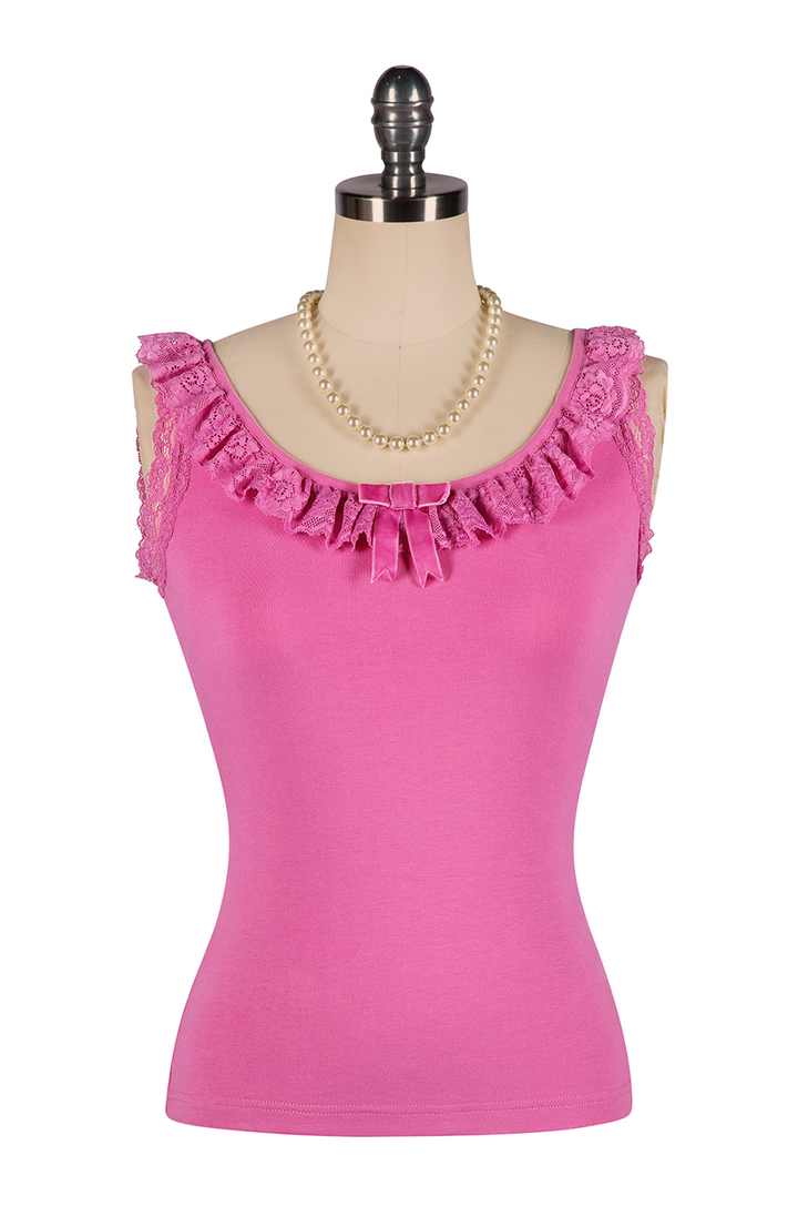 Wish You Were Here Madam Ruffle Singlet (Pink)