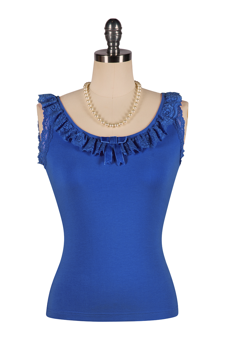 Wish You Were Here Madam Ruffle Singlet (Blue)