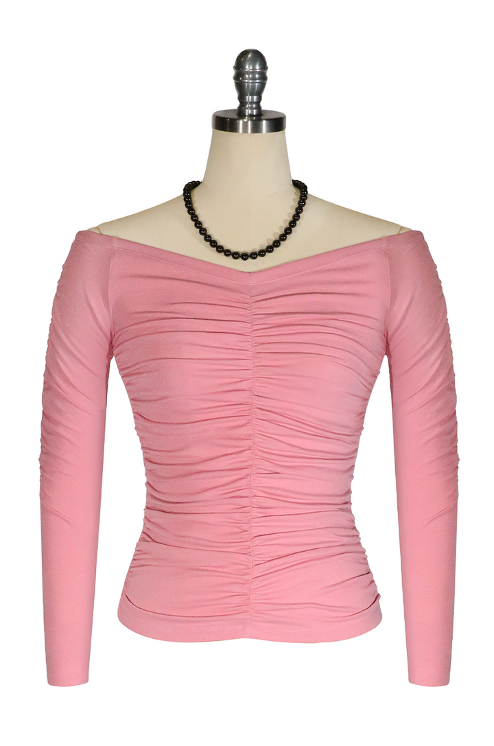 D'Amour Follies Ruched Jersey Top (Pink)