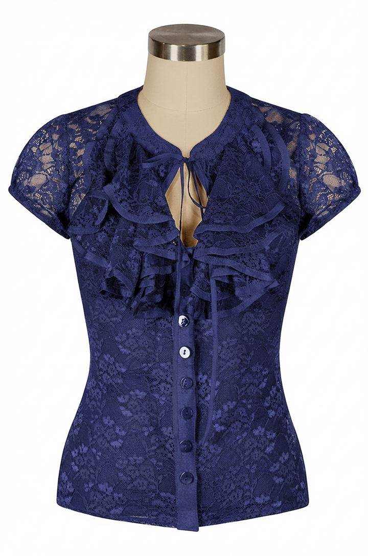 Dottie Darling Lace Blouse (Navy)