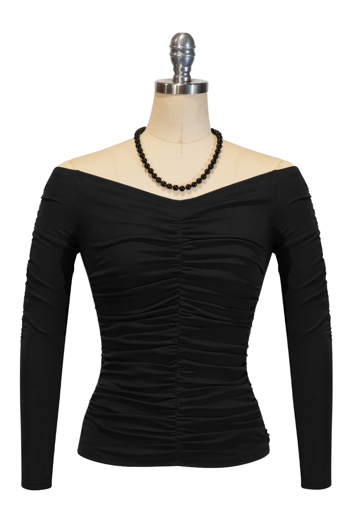 D'Amour Follies Ruched Jersey Top (Black)