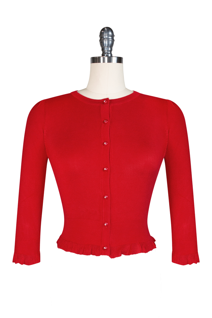 D'Amour Crop Cardigan 3/4 Sleeve (Red)