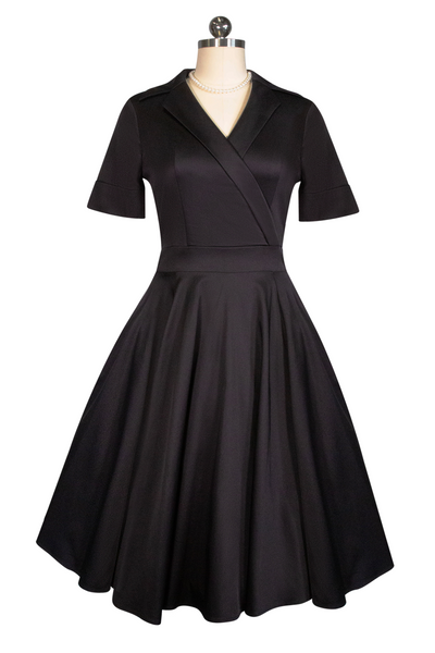 Tea Rose Collar Dress (Black)