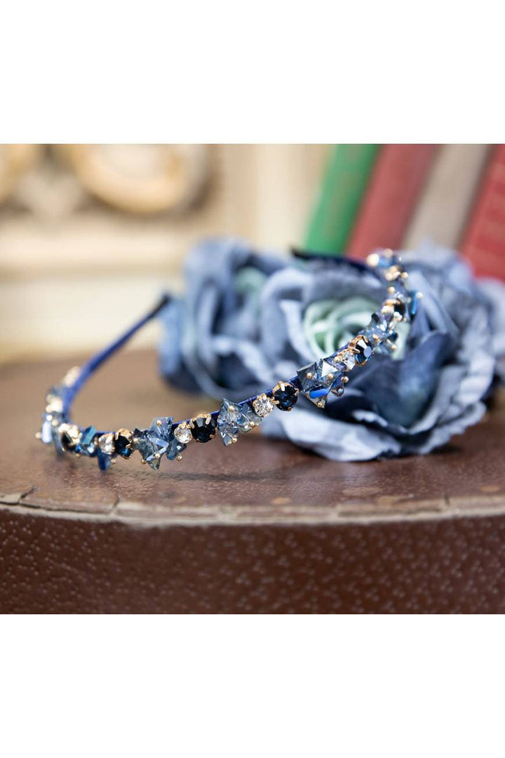 Midnight in Paris Rhinestone Headband (Navy) - Kitten D'Amour