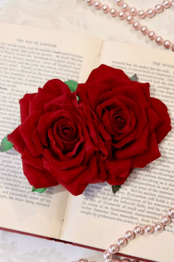 Follies Twin Rose Hair Clip (Red)
