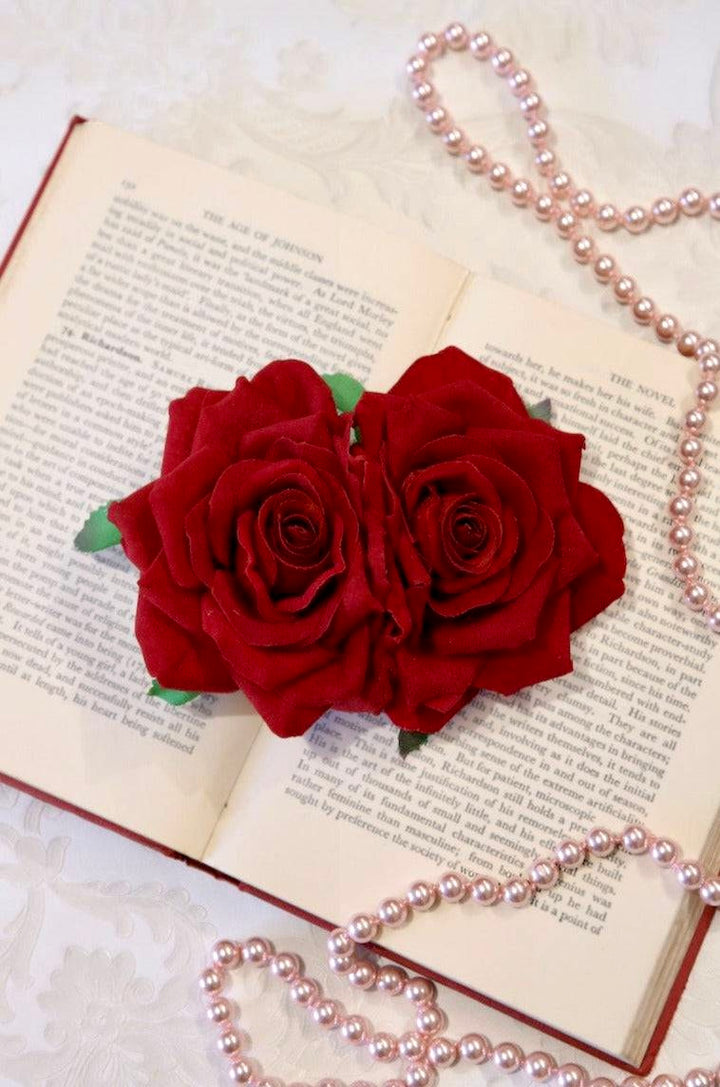 Follies Twin Rose Hair Clip (Red)