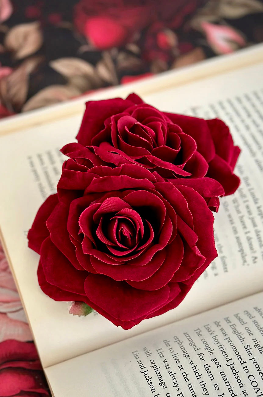 Follies Twin Rose Hair Clip (Red)