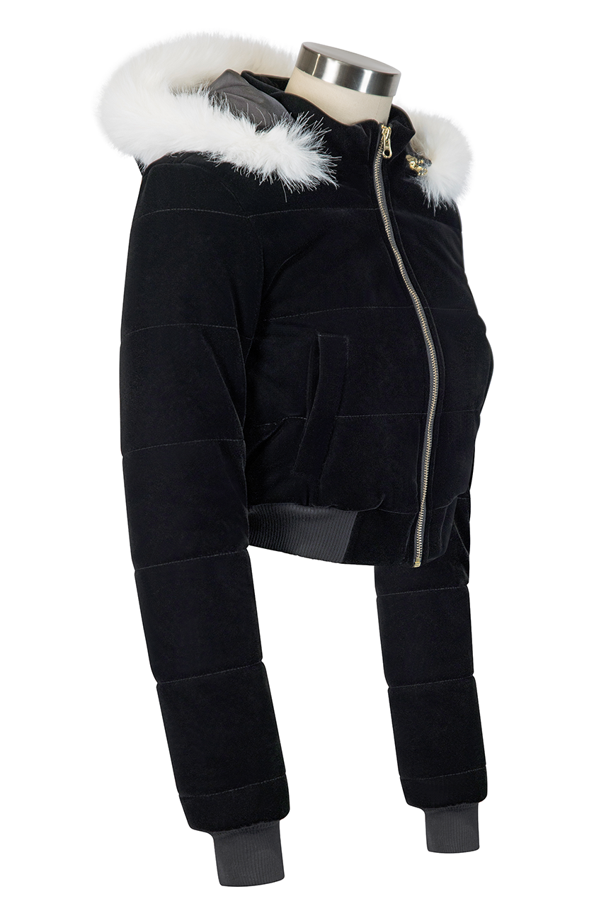 High Society Velvet Puffer Jacket (Black)