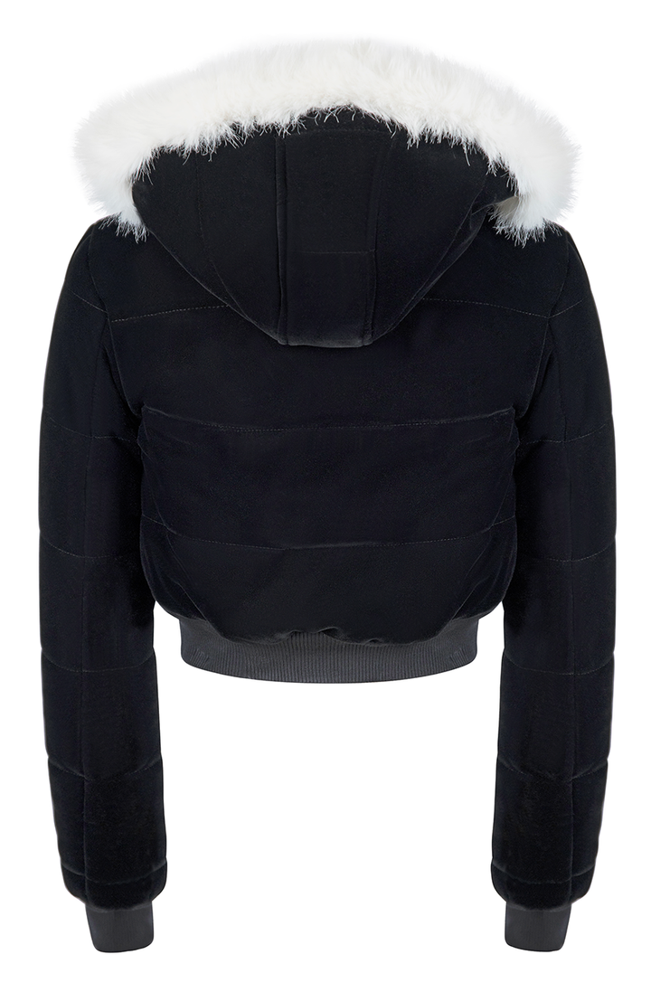 High Society Velvet Puffer Jacket (Black)