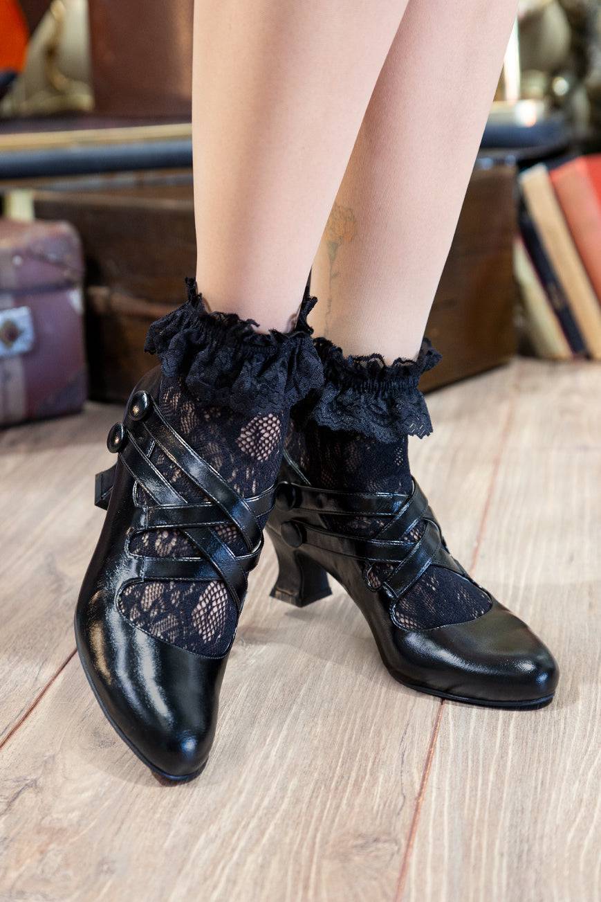 D'Amour Lace Ruffle Edge Socks (Black) - Kitten D'Amour