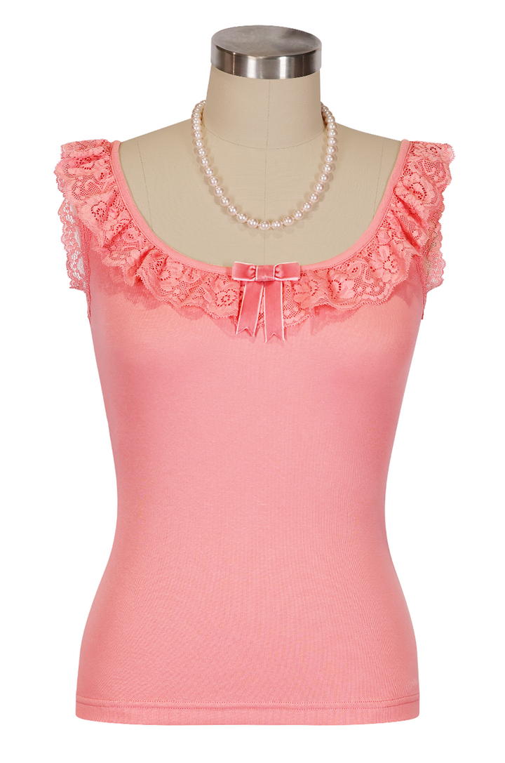 D'Amour Follies Madame Ruffle Singlet (Flamingo Pink) 