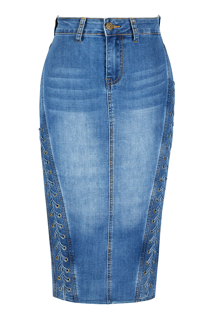 Madison Wiggle Skirt (Denim)