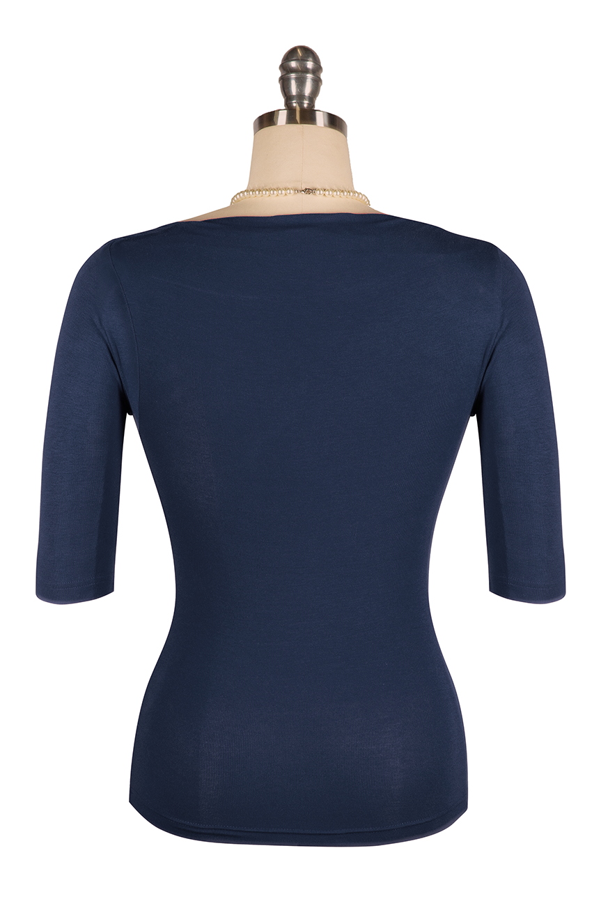 Manhattan Follies Cowl Neck Jersey Top (Navy)