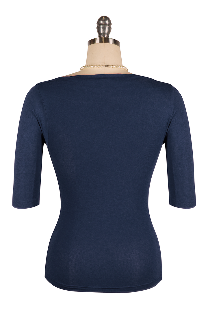 Manhattan Follies Cowl Neck Jersey Top (Navy)
