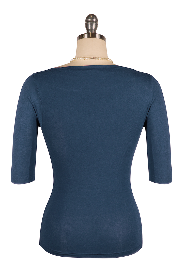 Manhattan Follies Cowl Neck Jersey Top (Navy)