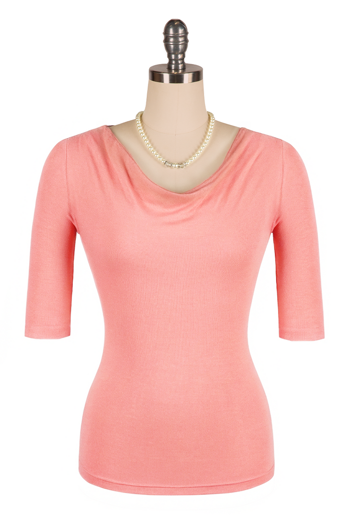 Manhattan Follies Cowl Neck Jersey Top (Pink)