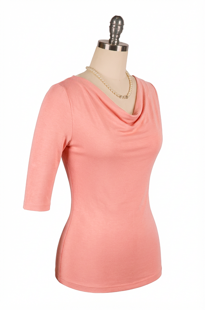 Manhattan Follies Cowl Neck Jersey Top (Pink)