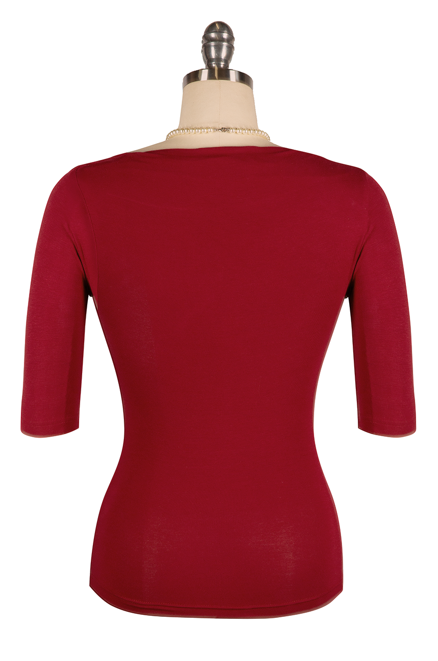 Manhattan Follies Cowl Neck Jersey Top (Red)