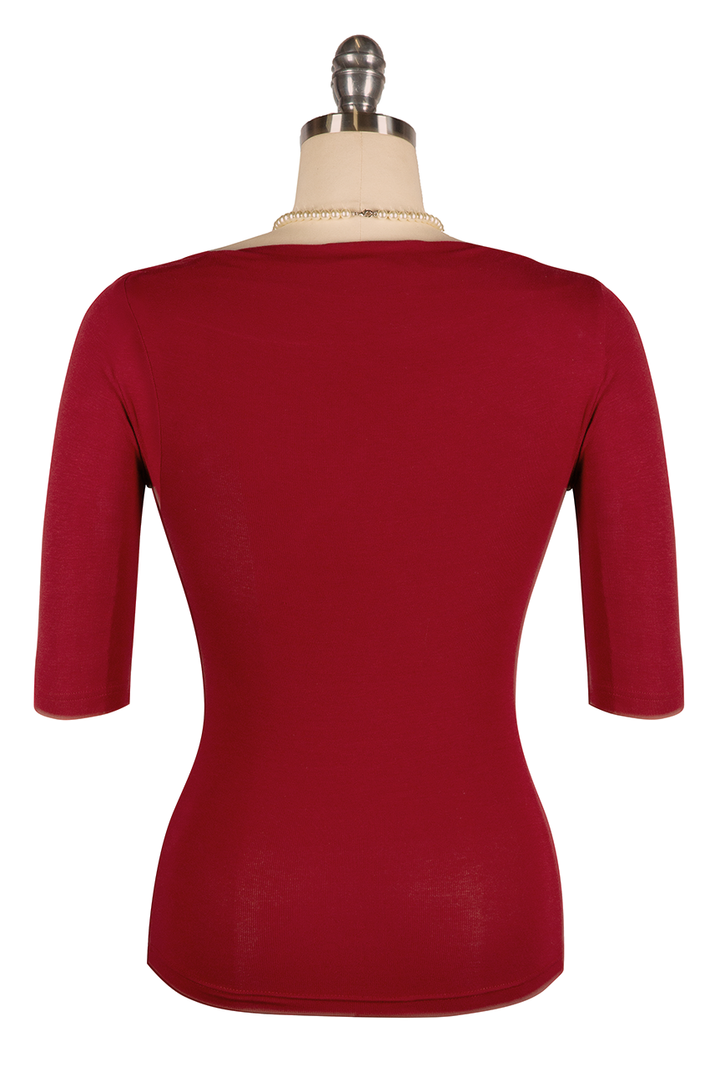 Manhattan Follies Cowl Neck Jersey Top (Red)