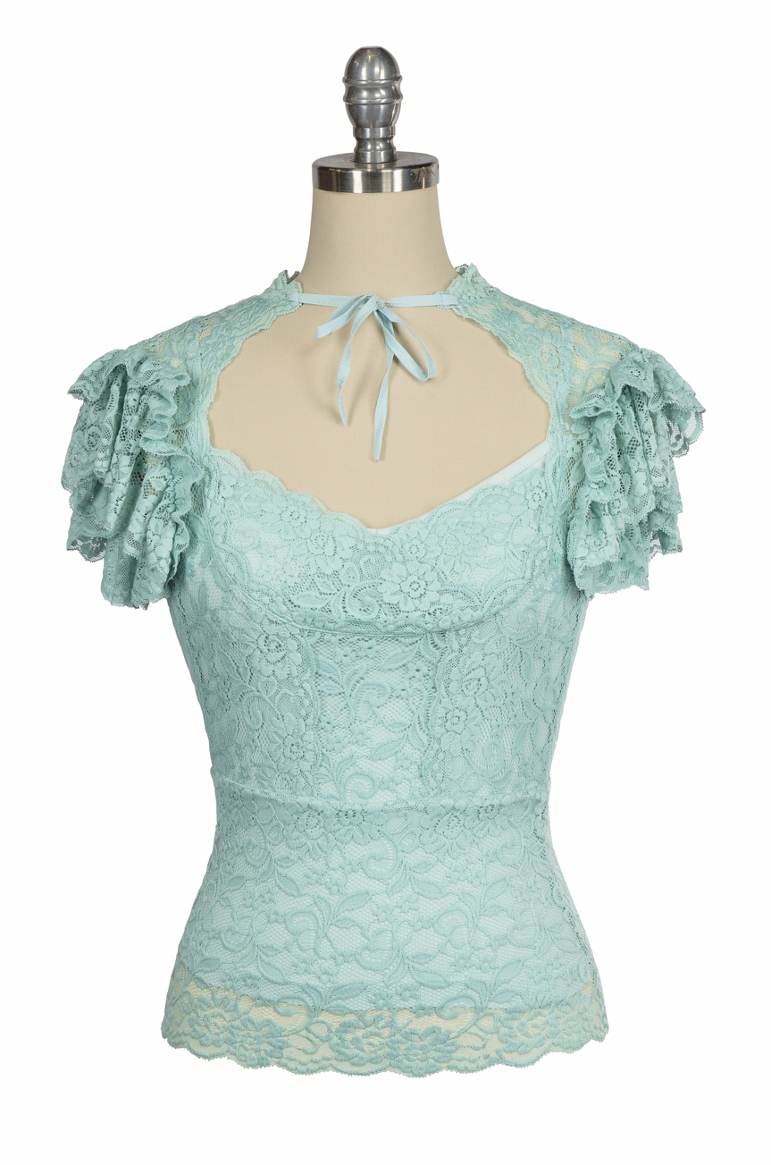 Mayfair Lace Camisole (Blue) - Kitten D'Amour