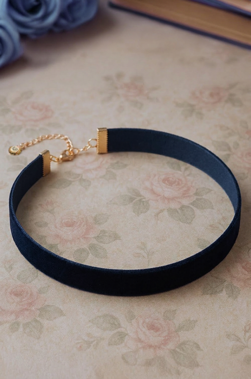 Follies Velvet Choker (Midnight Blue)