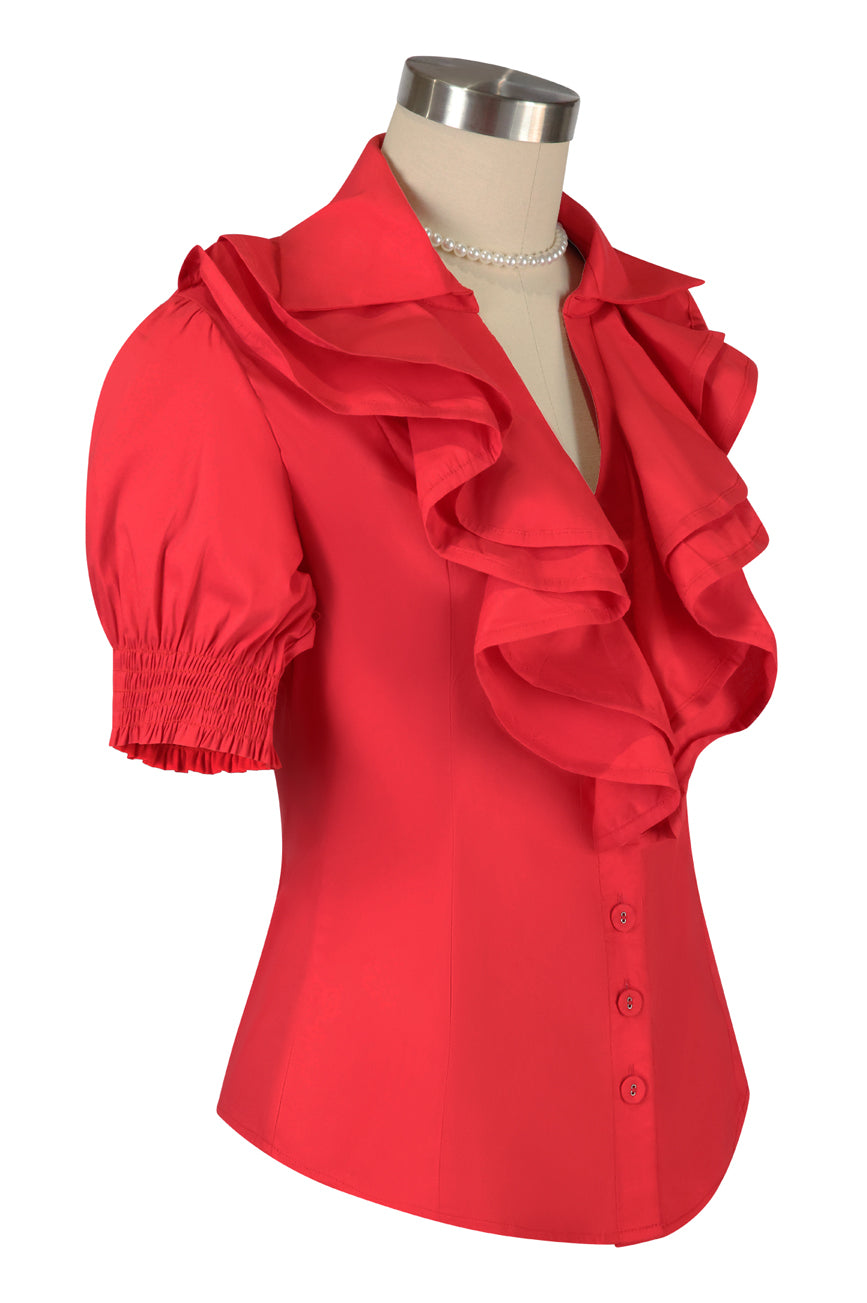Miss Manhattan Frill Blouse (Red)