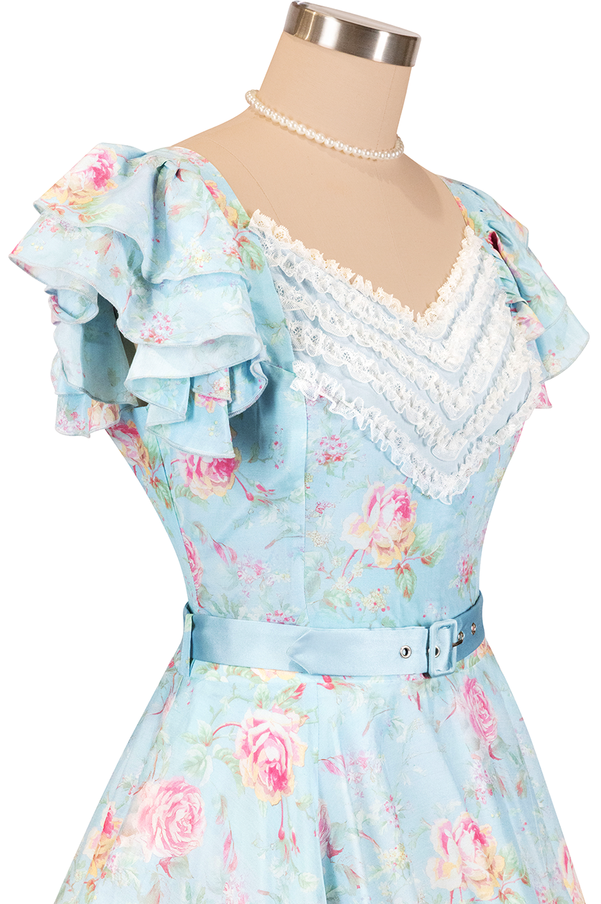 Morning Mist Belted Flutter Dress