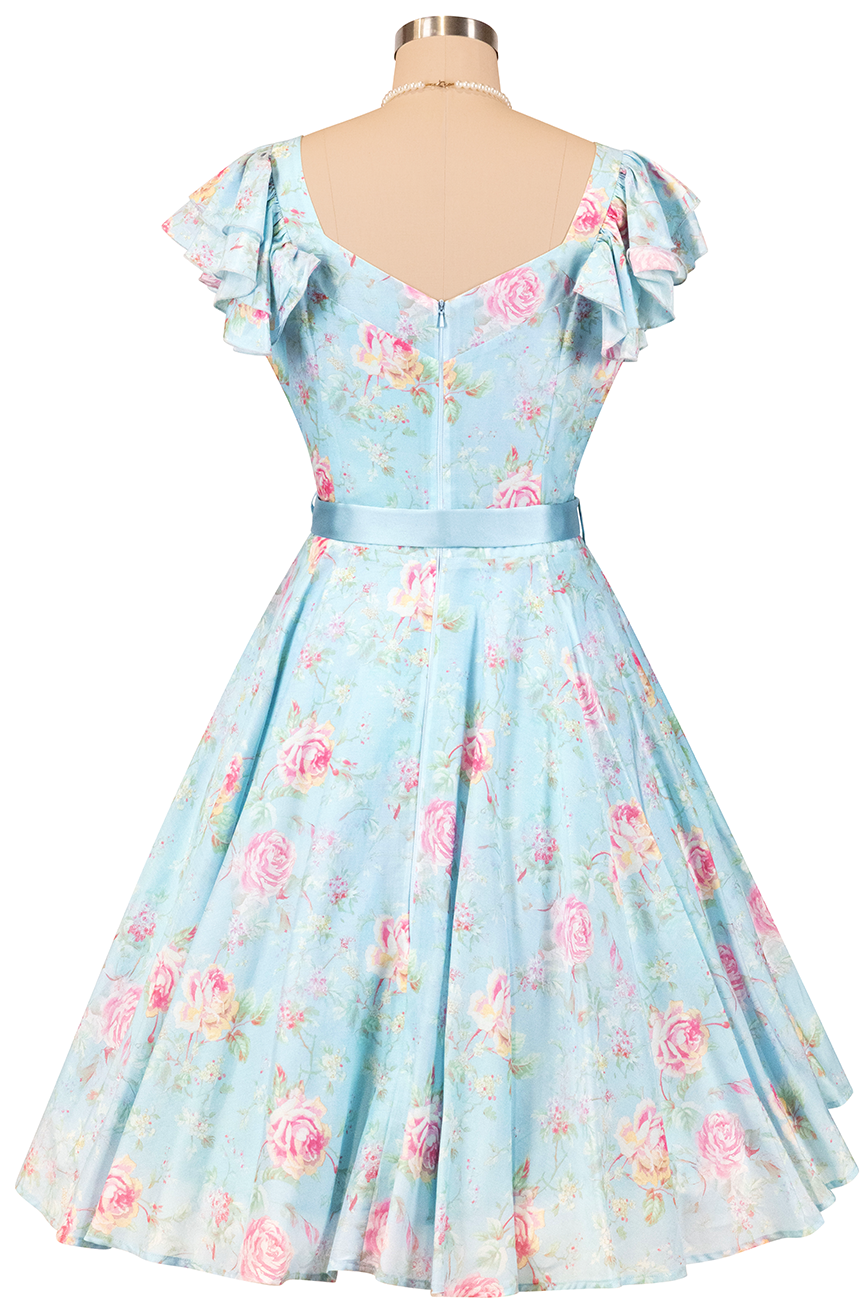 Morning Mist Belted Flutter Dress