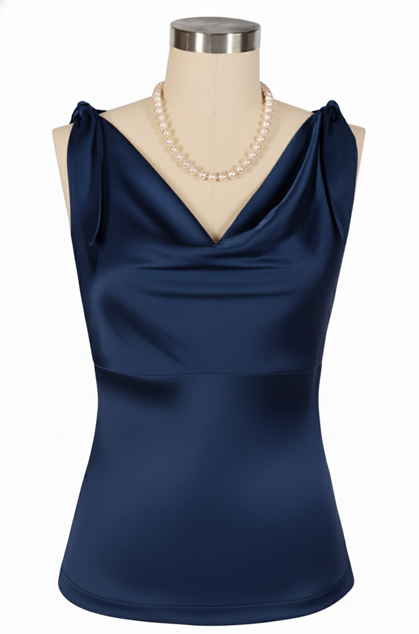 D'Amour Classic Cowl Top (Navy)