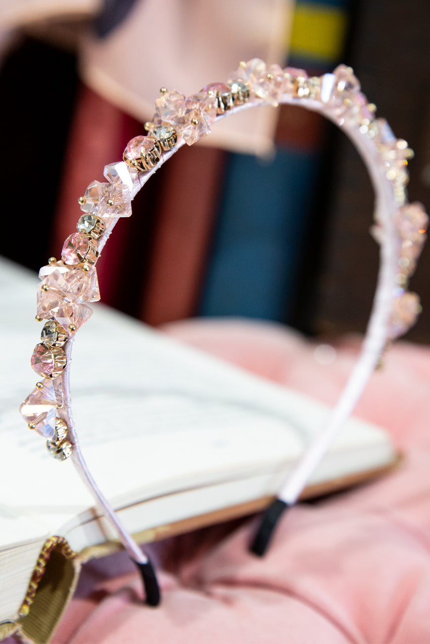 Midnight in Paris Rhinestone Headband (Pink) - Kitten D'Amour