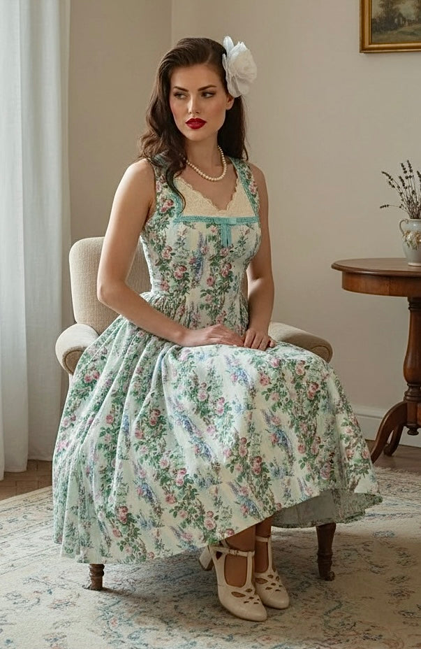 vintage style cocktail dress Unique Retro Kitchen Print Swing Shown in our Paradise print Women's Solid Color Vintage Style