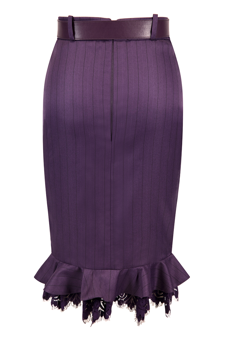 Mon Amour Belted Pinstripe Wiggle Skirt