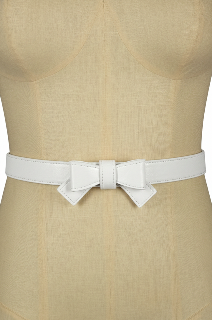 Pretty Kitty Follies Bow Belt (White)