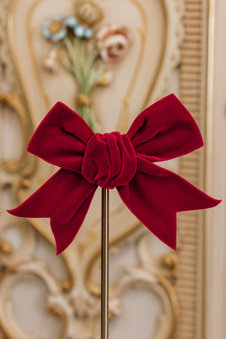 D'Amour Follies Velvet Hair Bow (Red)