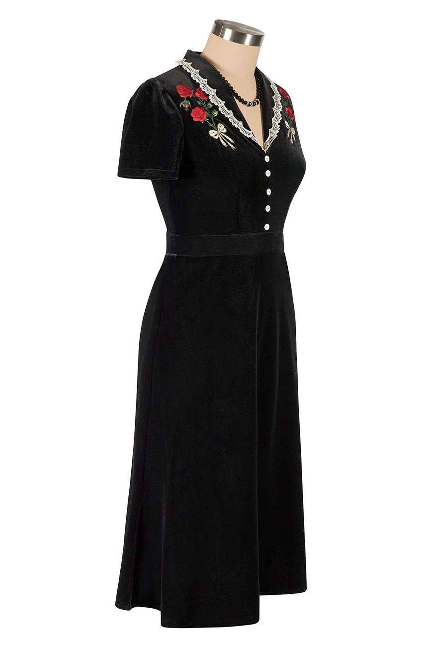 Rouge Noir Velvet Rose Dress