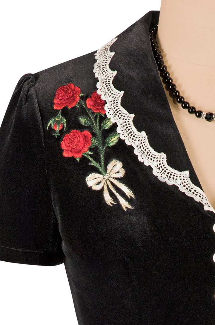 Rouge Noir Velvet Rose Dress
