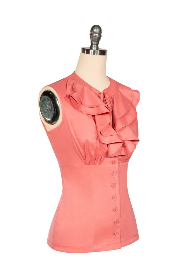 South Pacific Frill Front Blouse (Salmon Pink)