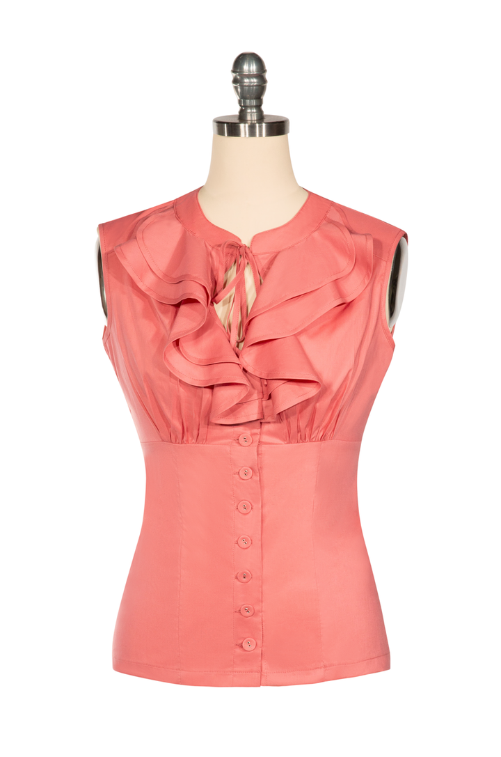 South Pacific Frill Front Blouse (Salmon Pink)