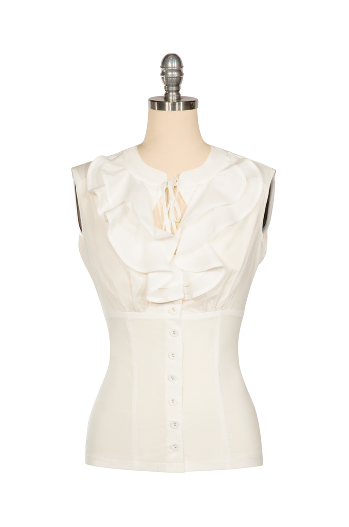 South Pacific Frill Front Blouse (Off White)