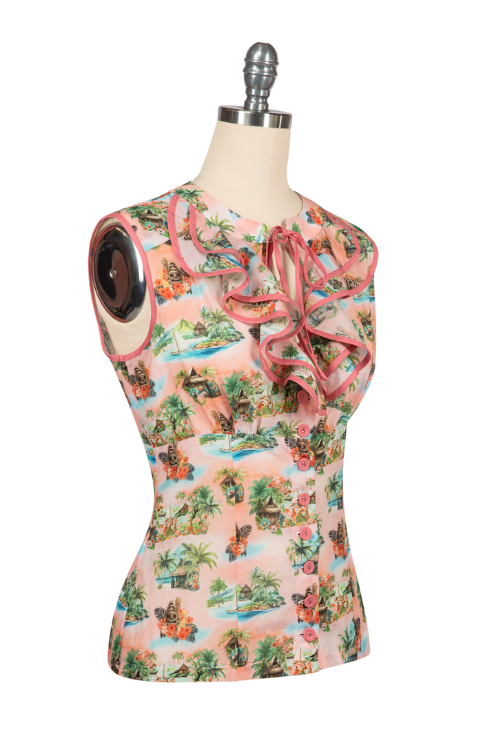 South Pacific Frill Front Blouse (Print)