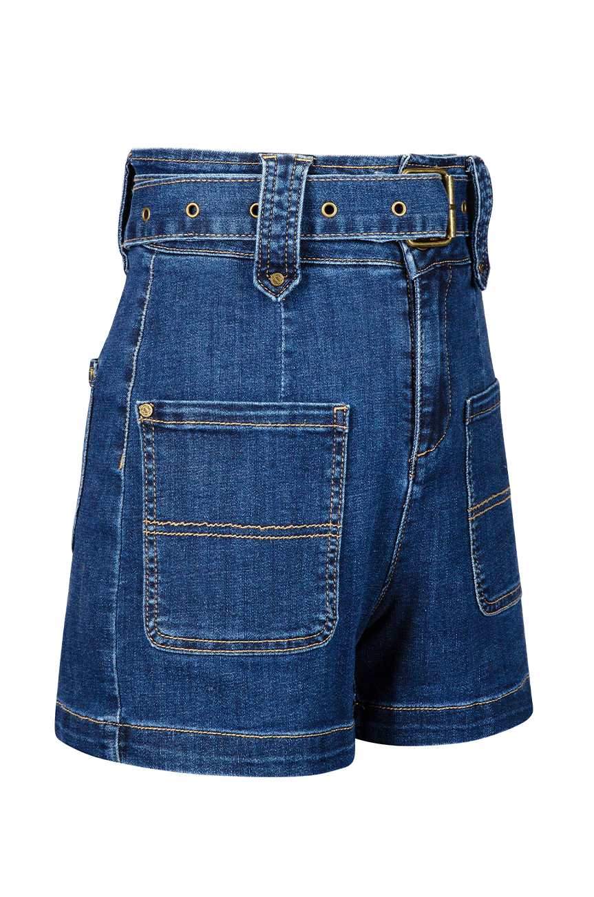 Denver Belted Shorts (Dark Denim)