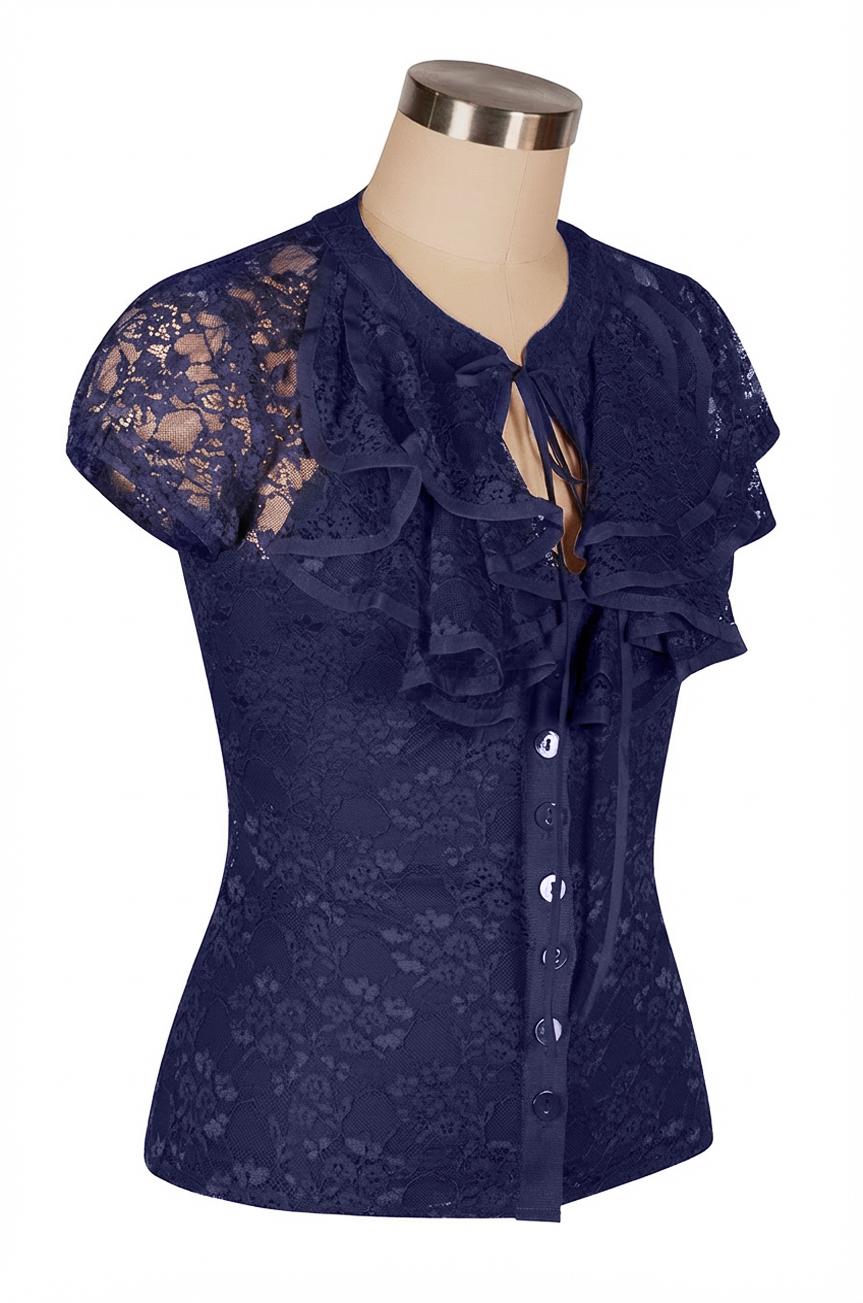 Dottie Darling Lace Blouse (Navy)