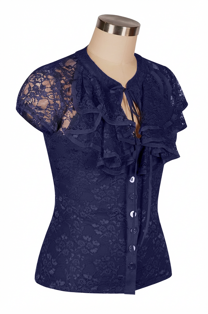Dottie Darling Lace Blouse (Navy)