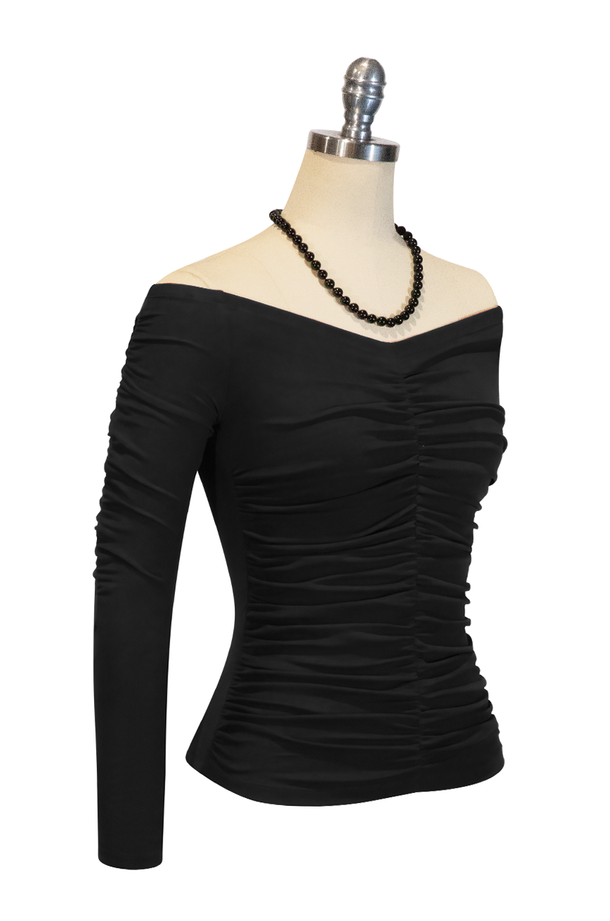 D'Amour Follies Ruched Jersey Top (Black)