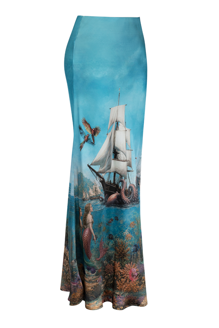 Mermaid and The Monster Bias Maxi Skirt